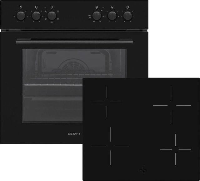 Sistant Herdset HS6003 in Schwarz mit 4 Kochzonen aus Glaskeramik und Einbaufunktion - Bild 1