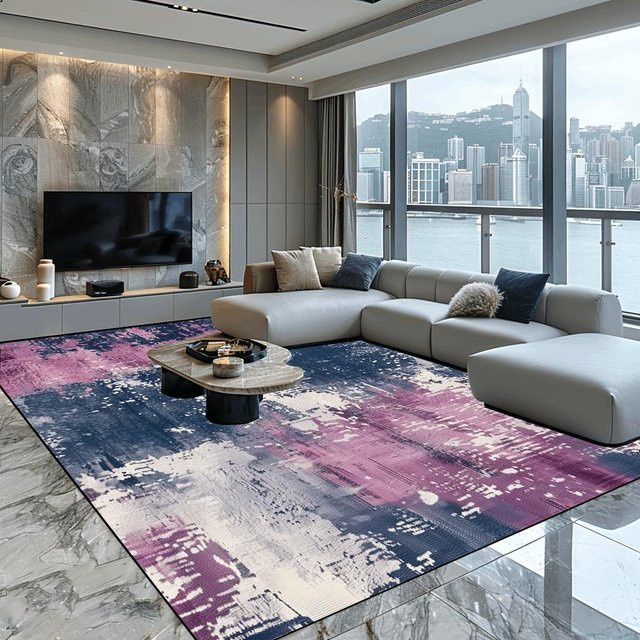 Karpetti Moderner Abstrakter Wohnzimmer Teppich aus weichem Flanell, Rutschfest, Mehrfarbig, B: 120 cm, T: 160 cm - Bild 1