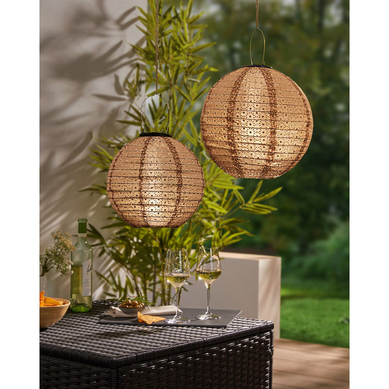 Solar-Lampion viva domo in Braun mit Dämmerungssensor und Haken - Bild 3