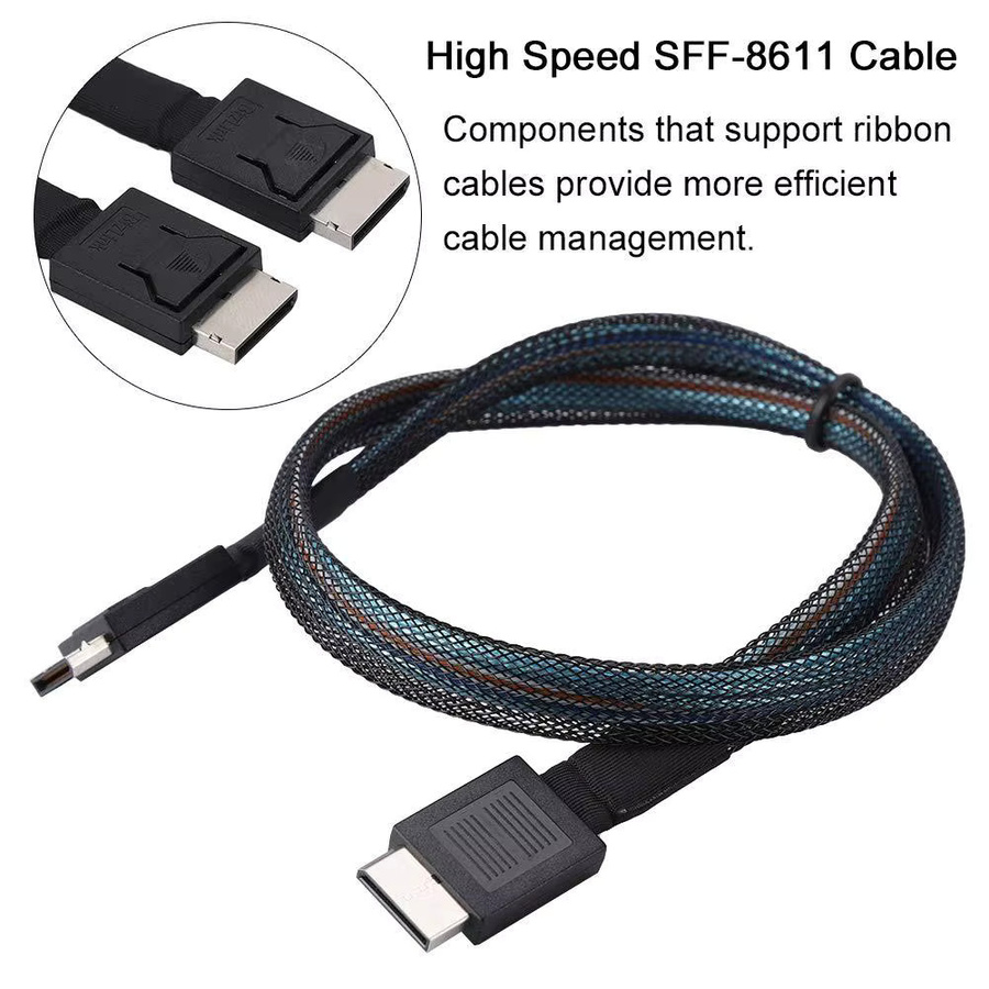 OCuLink SFF-8611 zu PCIe SFF-8611 4i High Speed Datenkabel für SSD in Schwarz - Bild 2
