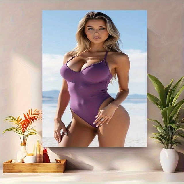 CIFBUY Strand-Leinwand-Wandkunst mit lila Badeanzug Fotografie-Druck, Breite: 30,5 cm, Höhe: 45,7 cm - Bild 1
