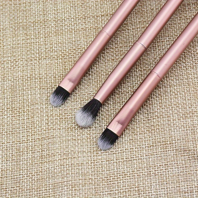 Rosa Doppelkopf-Make-up-Pinsel für Nasen- und Lidschatten, Roségold - Bild 1