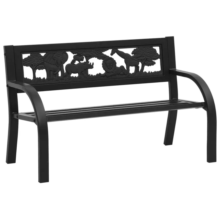 furnicato Kinder-Gartenbank aus Stahl in Schwarz, Breite: 86 cm - Bild 2