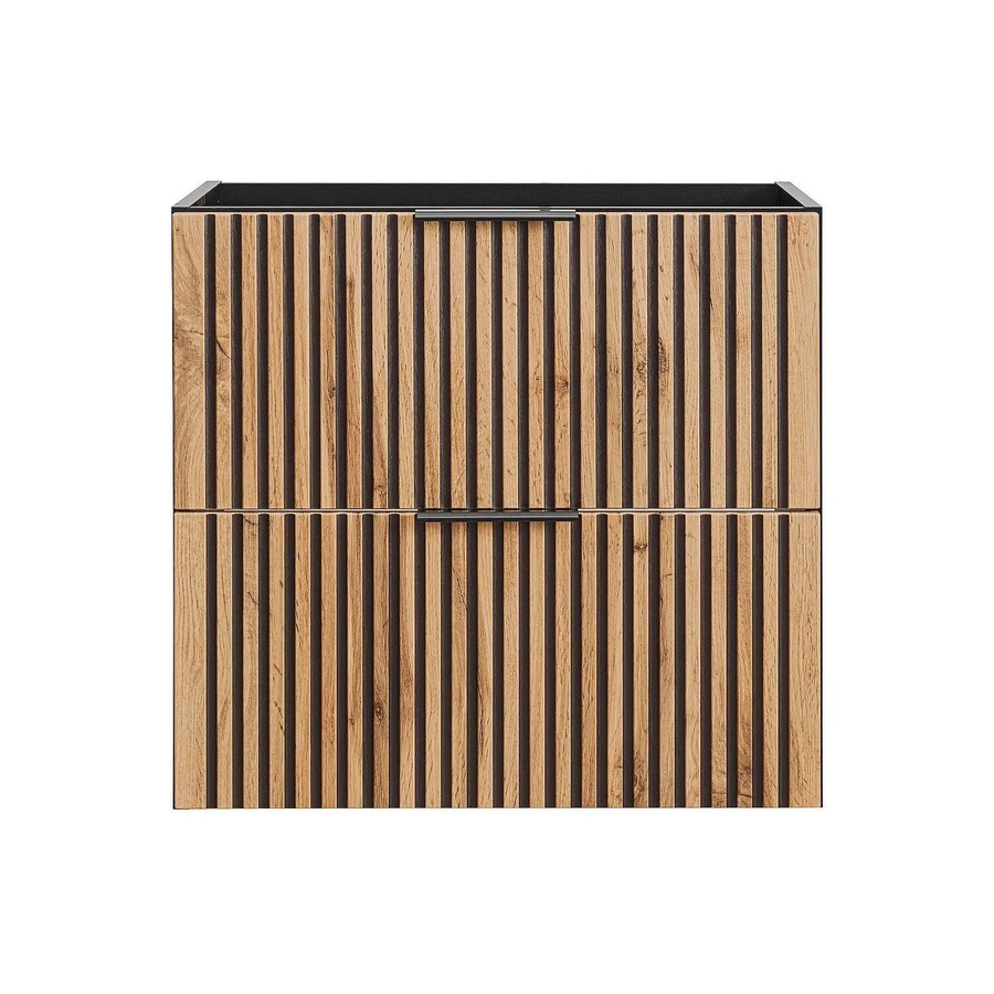Waschbeckenunterschrank Vente-unique Madela in Schwarz und Naturfarben Hell mit Streifenoptik, Breite: 60 cm - Bild 2