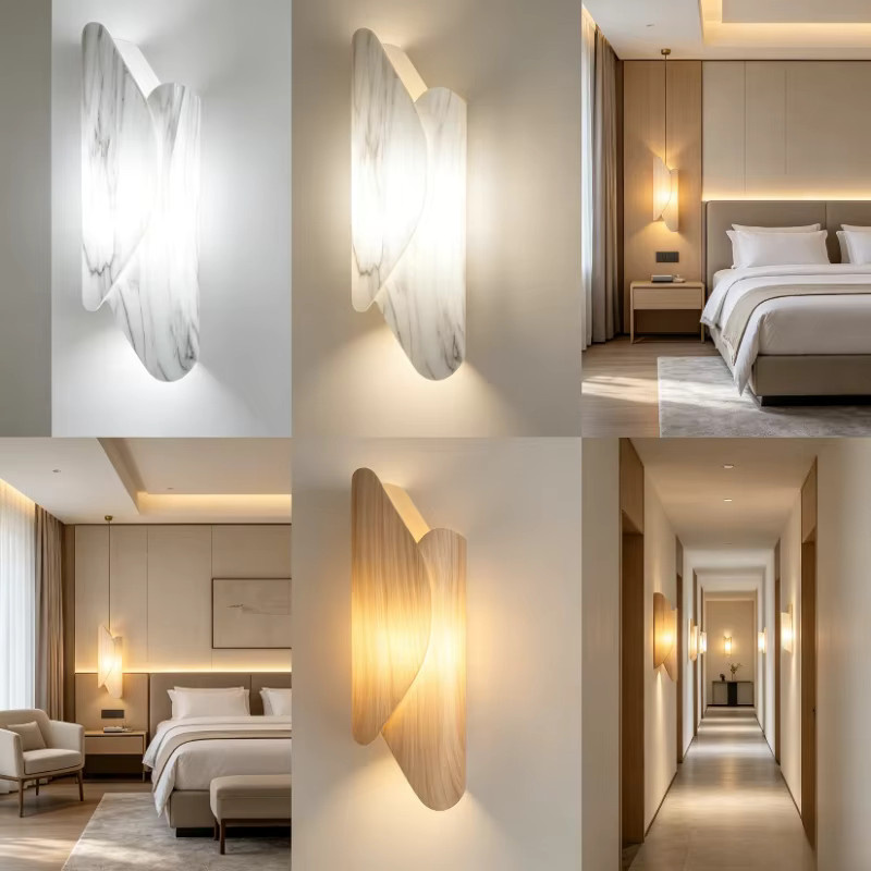 BAIHUAN Moderne LED-Wandleuchte in Weiß mit Marmor-Design und Warmweißem Licht für Schlafzimmer, Wohnzimmer und Flur - Bild 3