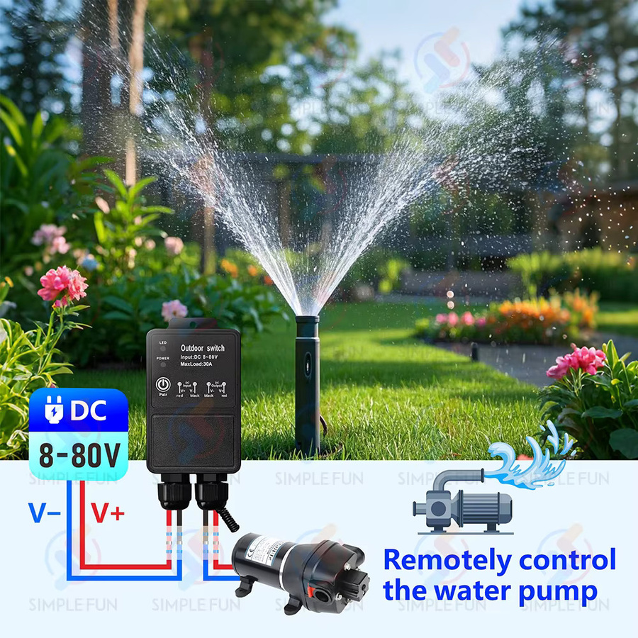 SLMPLEFUN Drahtlose Fernbedienung Schalter 433 MHz mit 30A Relais Modul, Wasserdicht für Außenbereich, Reichweite 50 m, DC 12 V 24 V 36 V 48 V 72 V für LED und Pumpen - Bild 5