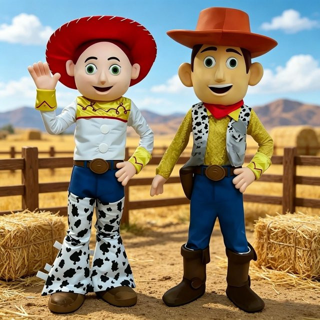 Potdemiel Cowboy/Federhund-Maskottchen-Kostüm, Zeichentrickfiguren Cosplay-Kostüm - Bild 1