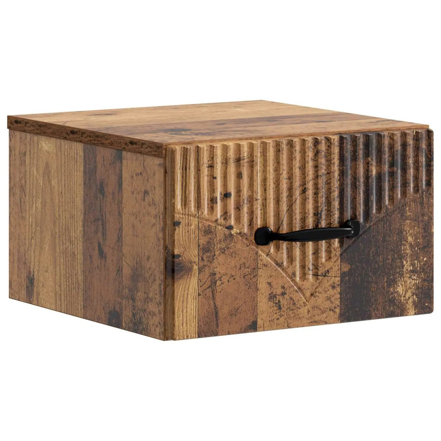 vidaXL Wandmontierter Nachttisch aus Altholz in Braun, B/T/H: 34,5 x 33 x 20 cm - Bild 2