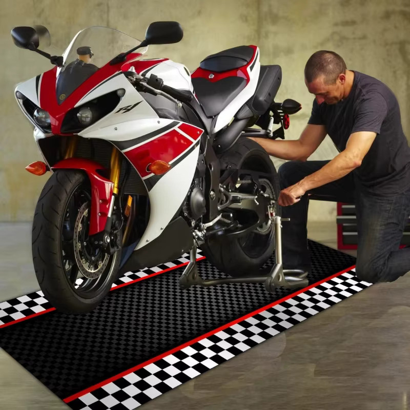 VIKAMA Racing-Style Motorradmatte, wasserdichter und faltbarer Garagenboden-Teppich in Multicolour - Bild 2