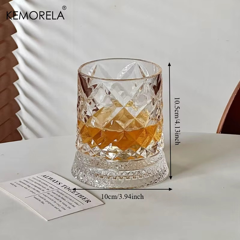 KEMORELA Rotierendes Whiskyglas aus Kristall, 360 Grad drehbarer Tumbler in Transparent, 10,5 cm - Bild 6