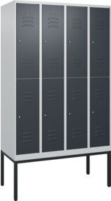 C+P Doppelstock-Spind Classic PLUS mit 4 Abteilen, Gestell, Anthrazitgrau, H x B x T: 212 x 120 x 50 cm - Bild 1