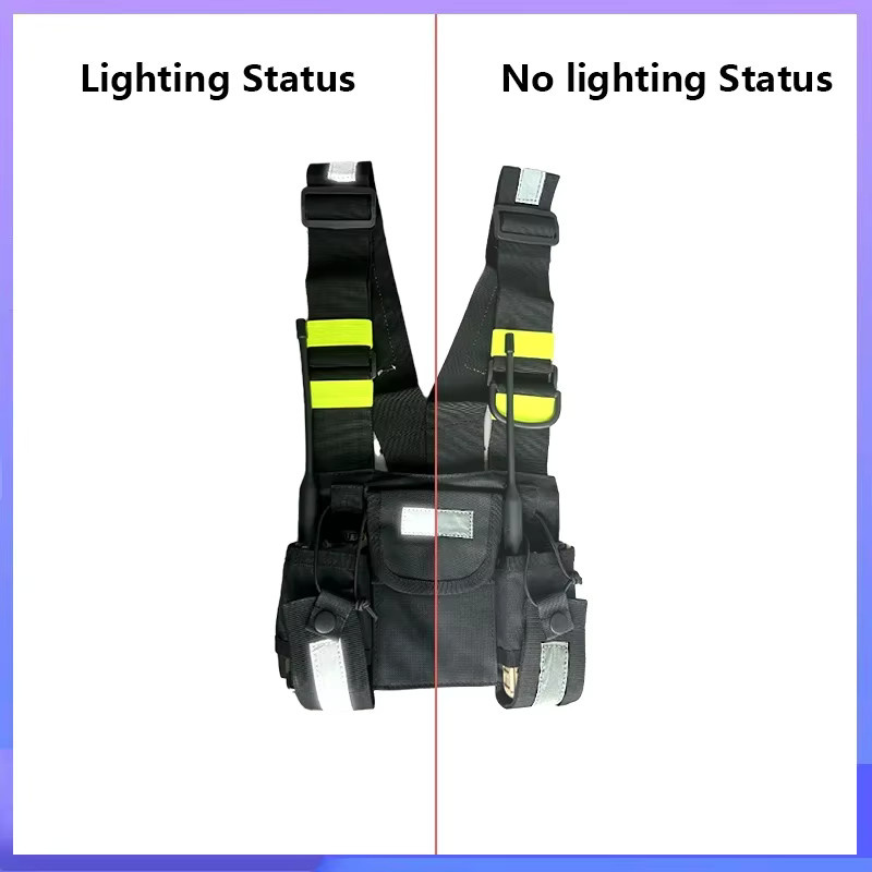 RONGYIN Walkie Talkie Brustgurt mit Reflektierenden Elementen und Front Pack Beutel in Schwarz - Bild 2
