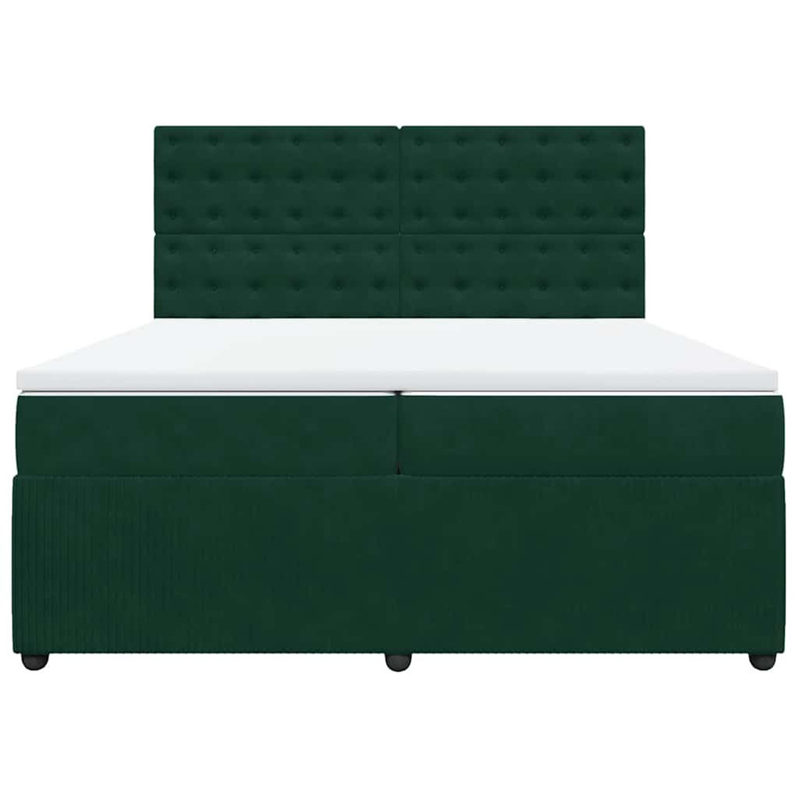 vidaXL Boxspringbett mit Matratze aus Samt in Dunkelgrün, B/T/H: 200 x 200 x 140,5 cm - Bild 2