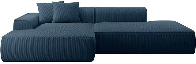 Vente-unique Ecksofa Erynel in Blau aus Cordvelours ohne Schlaffunktion Breite: 305 cm - Bild 1