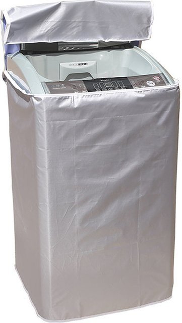 Haier Waschmaschinen-Abdeckung aus Polyester für Toplader und Wäschetrockner, wasserdicht und staubdicht mit Silberbeschichtung, Farbe: Silber - Bild 1