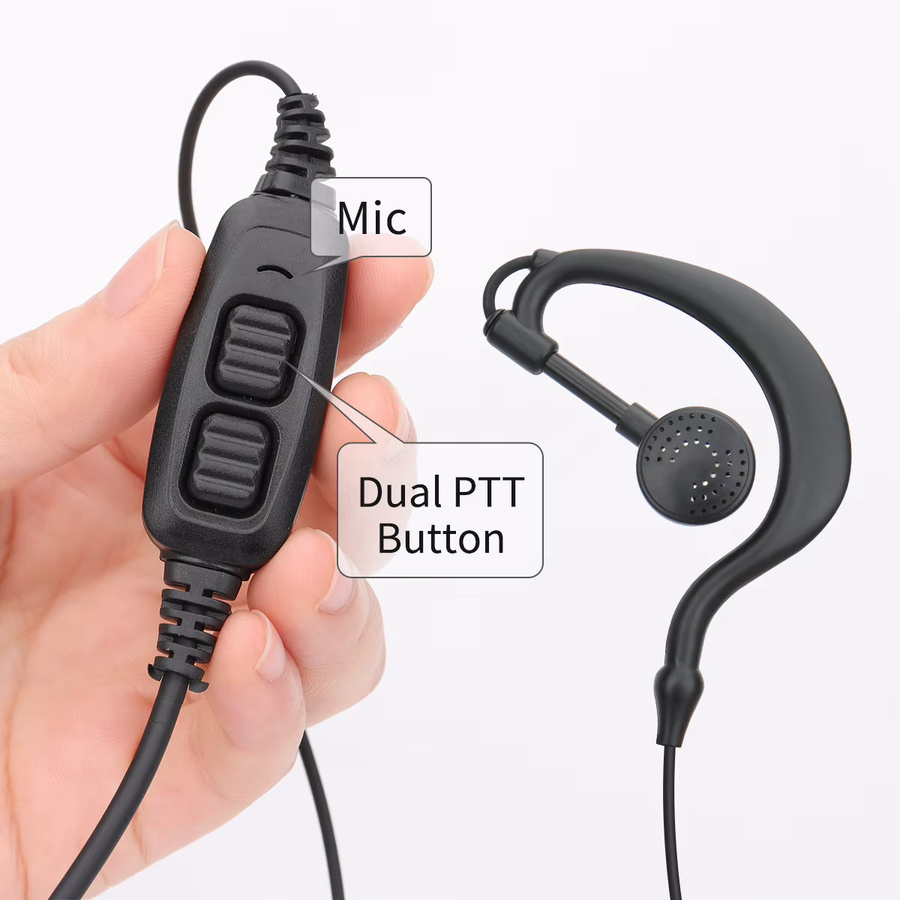 Baofeng Dual PTT Walkie Talkie Ohrhörer mit K Stecker in Schwarz für UV-5RH und UV-82 Amateurfunk - Bild 3