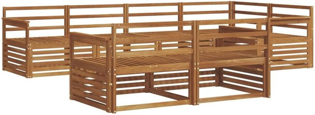 vidaXL Outdoor-Sofagarnitur 7-teilig aus Akazienholz in Braun mit L-Form und Armlehnen - Bild 1