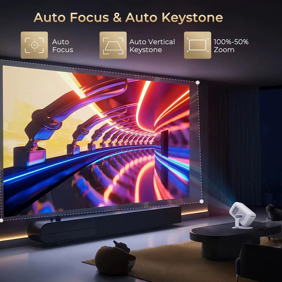 DITONG X3Plus HD-Projektor in Weiß mit 1080P Full HD, 4K Unterstützung, WIFI6, Bluetooth 5.4 und Android sowie Autofokus und Auto-Keystone für dein Heimkino - Bild 3