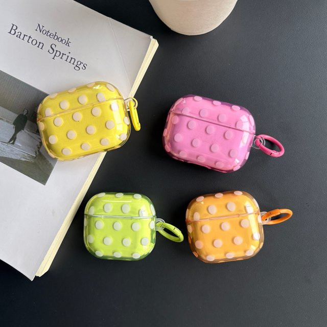 Transparente Kopfhörerhülle Dopamine Series mit Polka Dot Muster für Apple AirPods 1 2 3 4 Pro Pro2 Pro3 in Pink - Bild 1