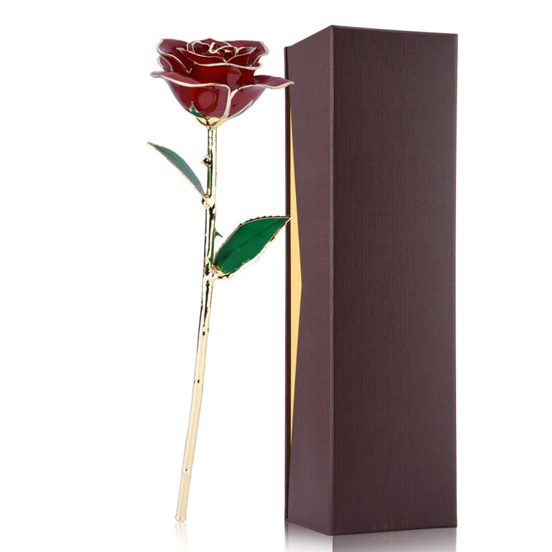 GoolRC Ewige Rote Rose mit 24k Goldfolienrand als Dekoration in Weiß - Bild 2