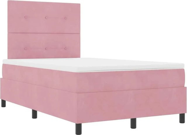 vidaXL LED Boxspringbett mit Matratze in Rosa, Stoff, Breite: 120 cm, Tiefe: 200 cm, Höhe: 280 cm - Bild 1
