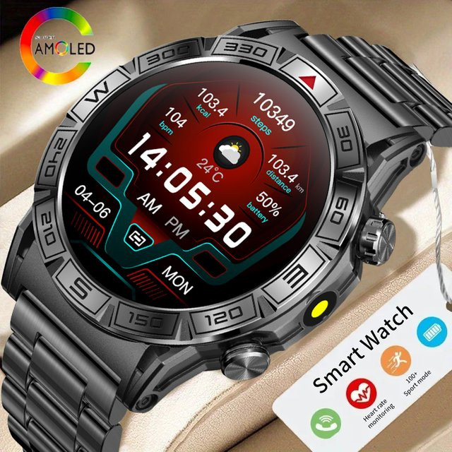 GEJIAN Smartwatch, Schwarz, Silikon, GPS, Rund - Bild 1