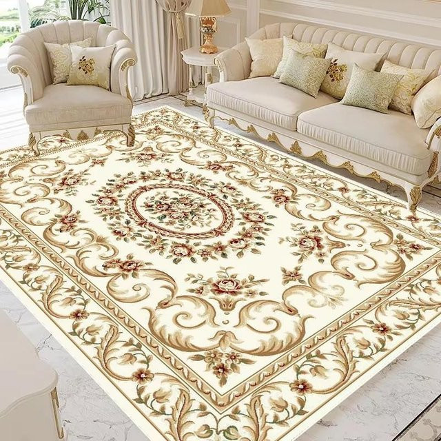 Lodestar Blumenteppich in Beige im europäischen Retro-Stil, rechteckige Bodenmatte aus Polyester für Wohnzimmer, Flur oder Schlafzimmer, B/T: 60 x 40 cm - Bild 1