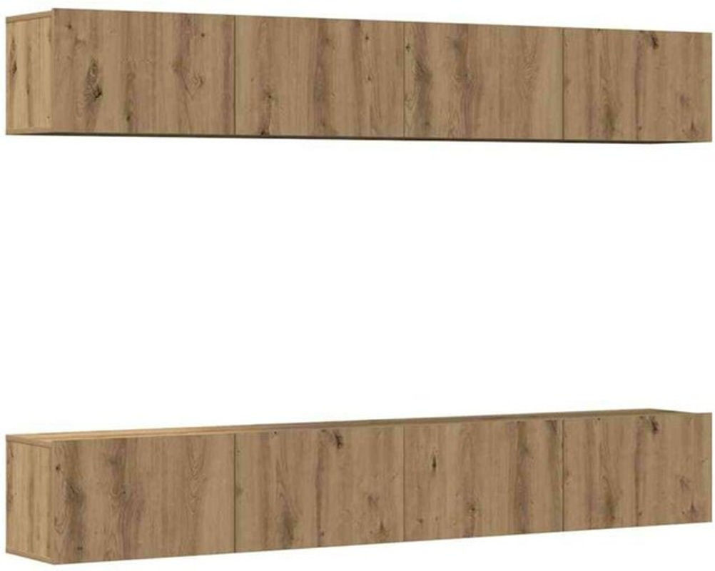 4-teiliges Vidaxl TV-Wandschrank-Set in Eiche Natur Braun, Modernes Design mit Drehtüren, B/T/H: 100 x 30 x 30 cm - Bild 1