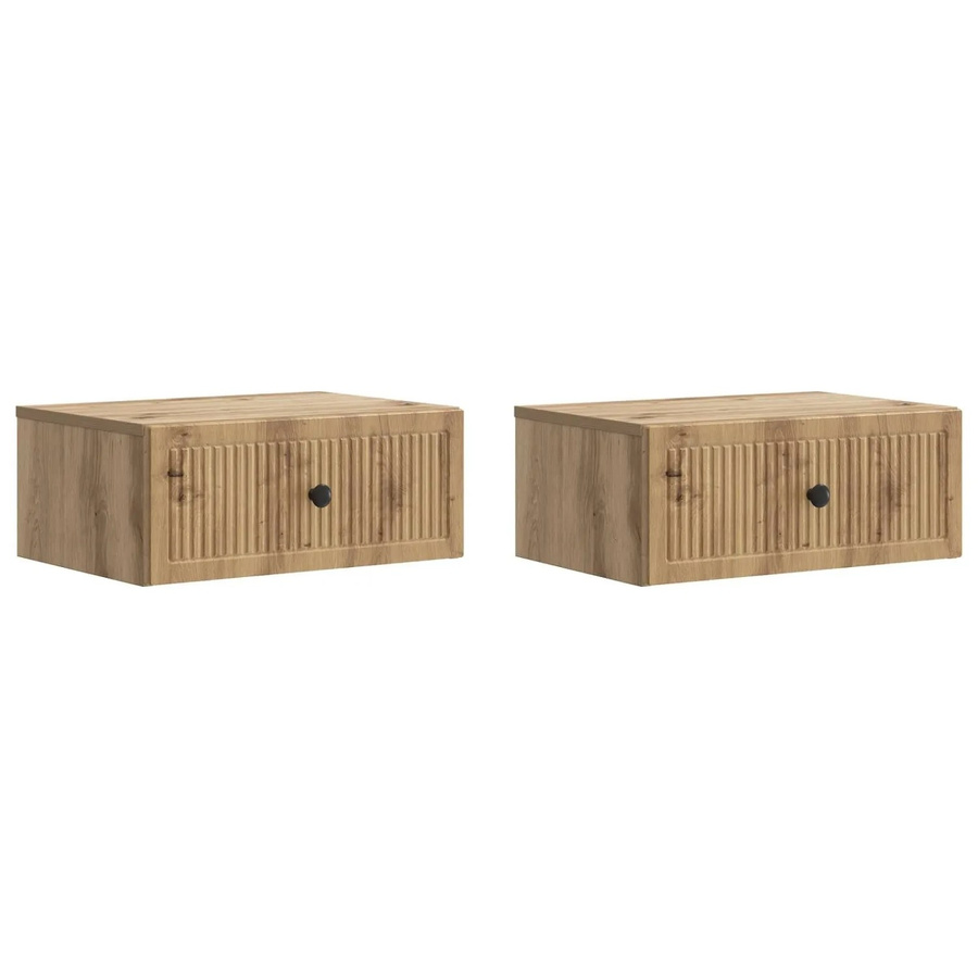 Set aus 2 vidaXL Nachttischen in Artisan-Eiche, braun, B/T/H: 49 x 34,5 x 20 cm - Bild 2