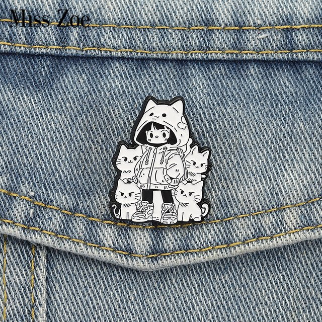 Brosche Katze Mädchen Emaille, Kinder - Bild 1