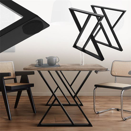 ML-Design Tischbeine X-Form aus Stahl in Schwarz, 2 Stück, B: 69 cm, H: 72 cm - Bild 1