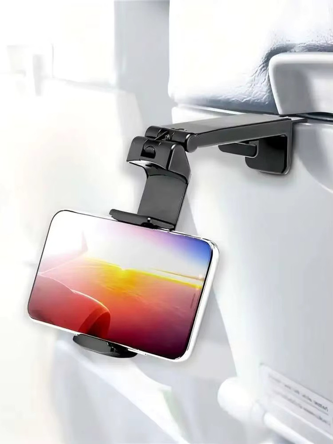 PHONEPACE Handyhalterung Schwarz: Tragbarer und faltbarer Reise-Handyständer mit Drehfunktion für Flugzeug- und Zugsitze - Bild 7