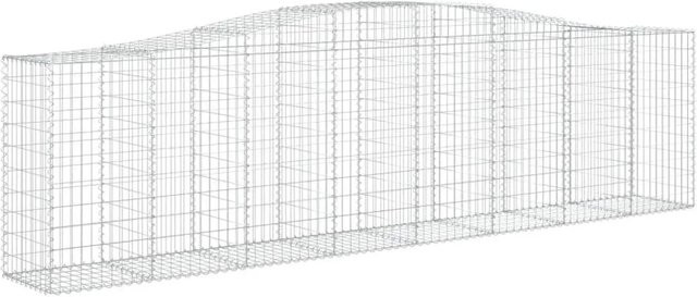 vidaXL Gabionen mit Hochbogen Set aus 3 Stück, Farbe Silber, Verzinktes Eisen, B/T/H: 400 x 50 x 100/120 cm - Bild 1