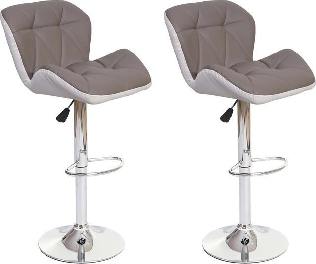 PROREGAL 2er-Set Barhocker mit Lehne aus Kunstleder in Taupe-Grau, höhenverstellbar, 360 Grad drehbar, Sitzhöhe: 62-83 cm, B/T/H: 44 x 49 x 106 cm - Bild 1