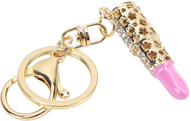 Schlüsselanhänger Mini Lippenstift Form, Strass, hellrosa - Bild 1