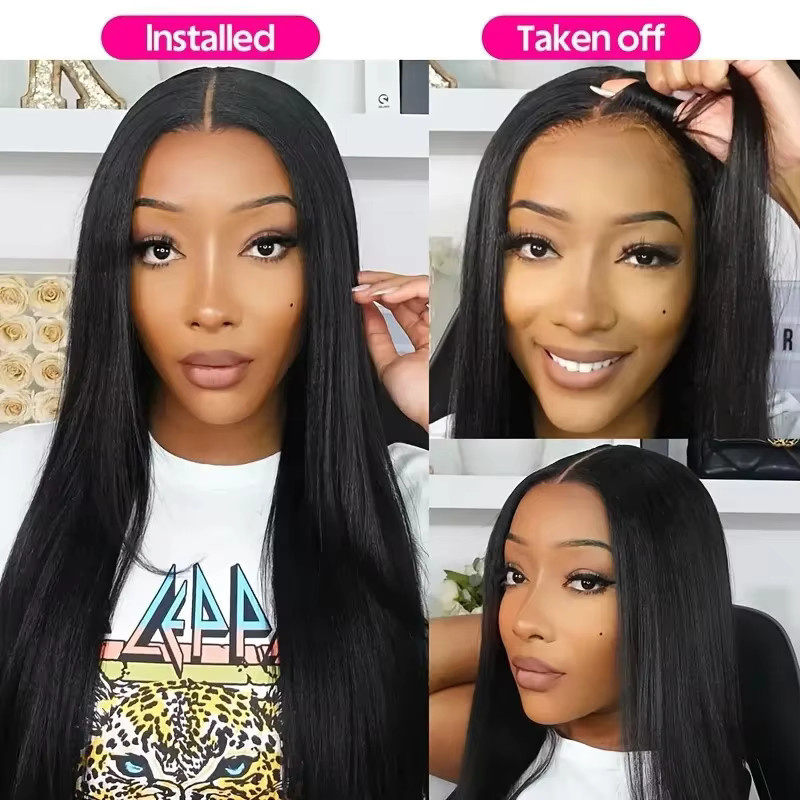 FIUMER Wear And Go 13X4 HD Lace Front Perücke, Brasilianisches Echthaar, Glatt, 200% Dichte, Unisex - Bild 3