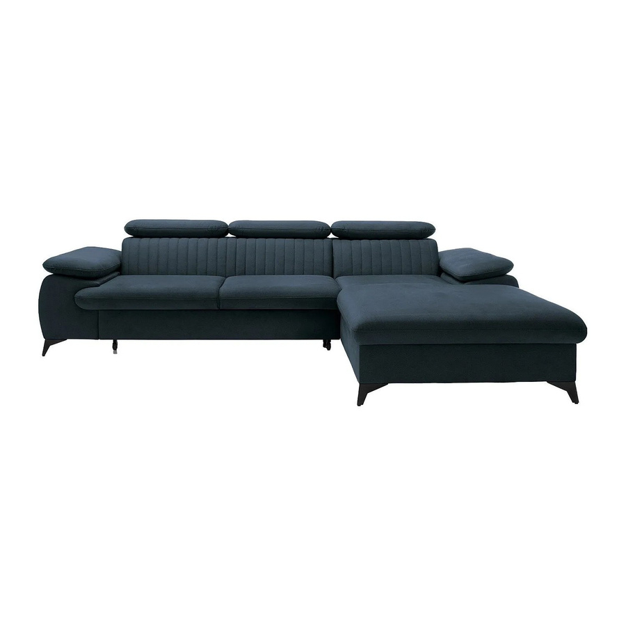 Vente-unique Schlafsofa Samara in Hellblau mit L-Form und Samtbezug, Breite: 280 cm - Bild 2