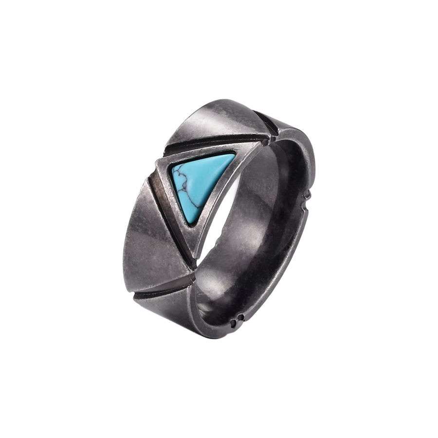 mprainbow Edelstahlring, Schwarz, Türkis, Vintage, Herren - Bild 5