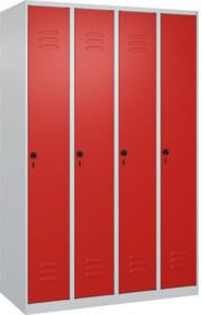 C+P Spind Classic PLUS Spind mit 4 Abteilen, Farbe Lichtgrau und Verkehrsrot, H x B x T: 185 x 120 x 50 cm - Bild 1