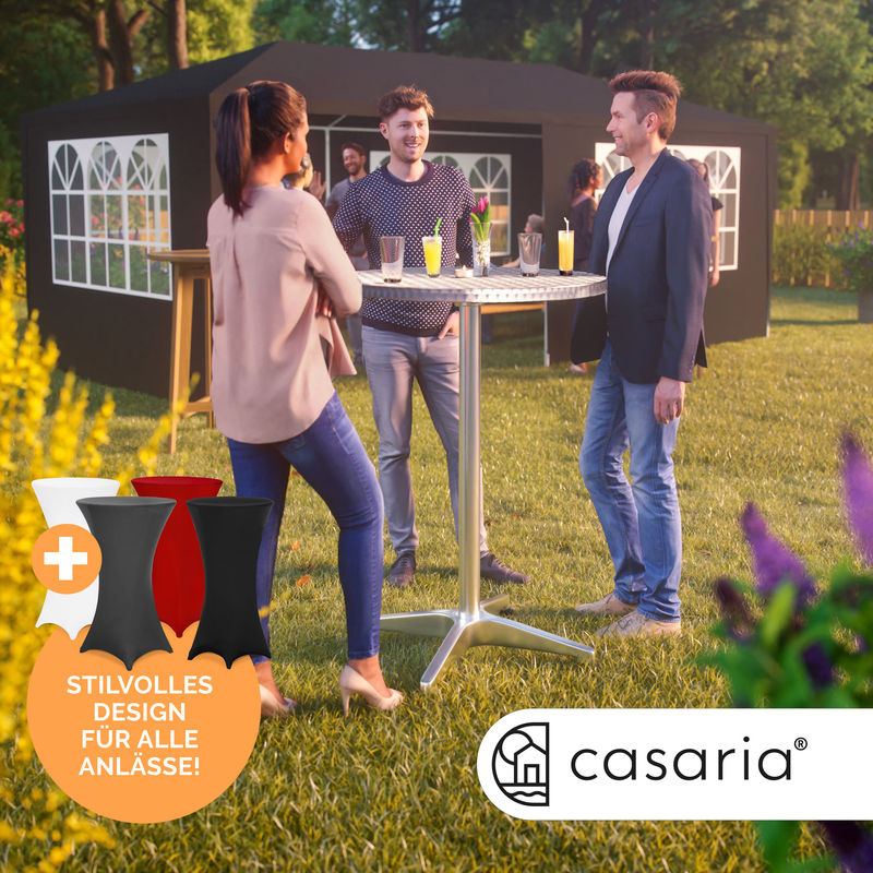 Casaria Stehtisch Silber mit Husse Anthrazit für Küche, Garten und Balkon, B/T/H: 115 x 60 x 60 cm und Ø 60 cm - Bild 2