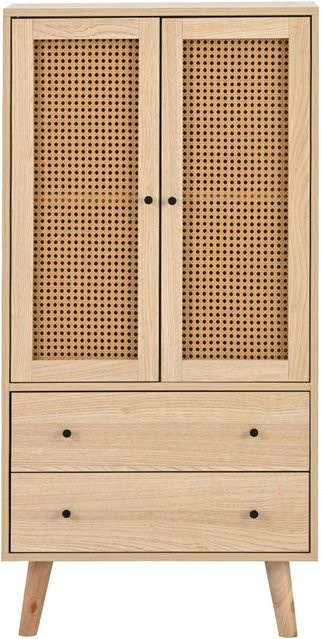 okwish Sideboard Modern mit Türen und Schubladen in Natur und Beige, B/T/H: 60 x 40 x 120 cm - Bild 1