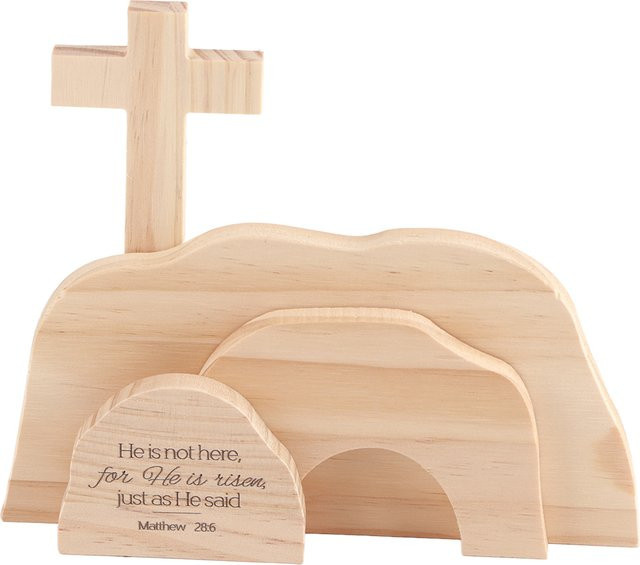 Qiilu Osterdekoration Oster-Aufstandsszene aus Holz in Beige als Tischdekoration - Bild 1