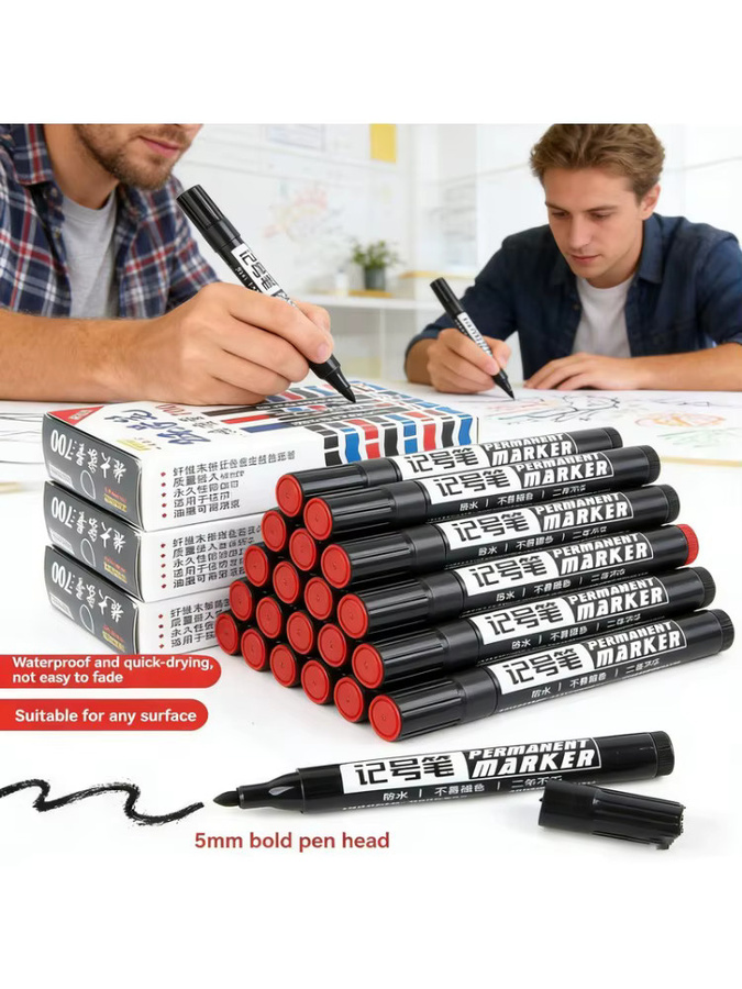 Kissbuty Permanent-Lackmarker in Schwarz, wasserfeste und schnell trocknende Reifenstifte mit Bullet-Spitze - Bild 7