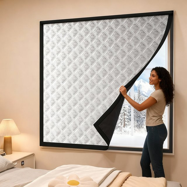 TranquilTouch Winter-Fenster-Isolierfolie selbstklebend, dicker Thermoaufkleber als winddichter und wärmebehaltender Glasschutz - Bild 1