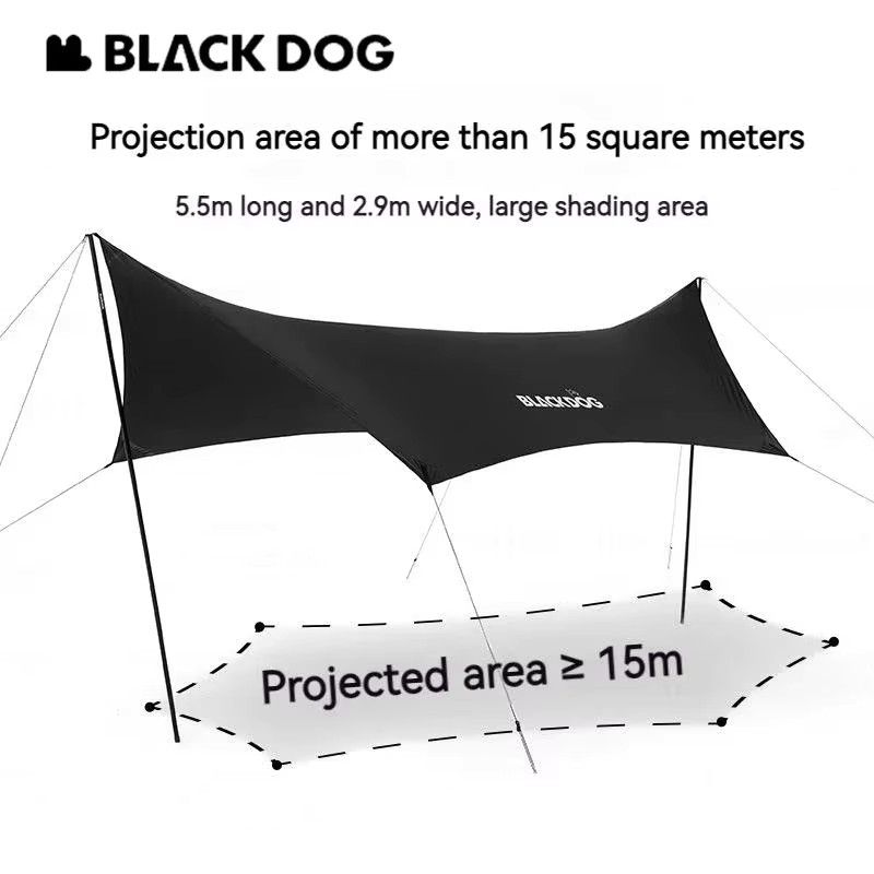 BLACKDOG Markisenzelt mit UPF50+ Sonnenschutz und wasserdichter PU3000 Beschichtung, 15 m², Schwarz - Bild 2