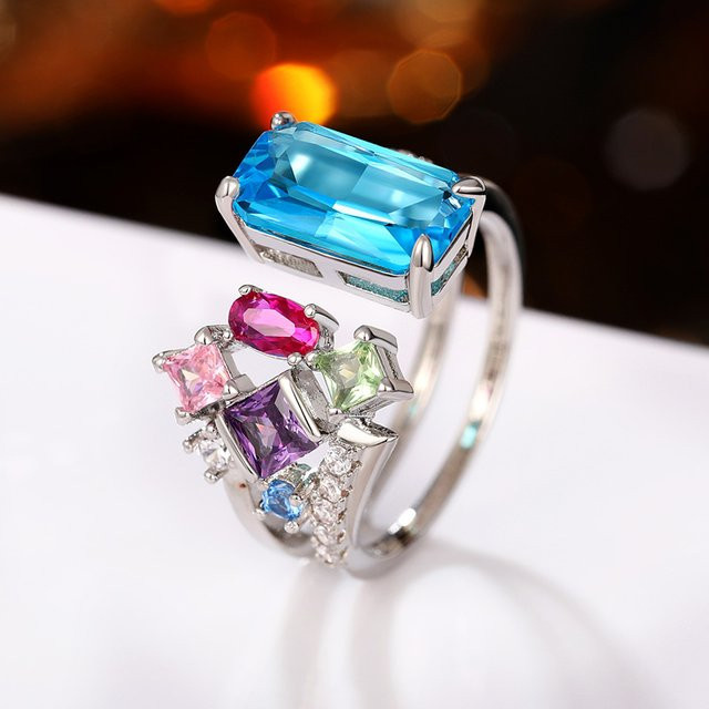 Huitan Ringe, bunt, Zirkonia, Silber, Damen - Bild 1