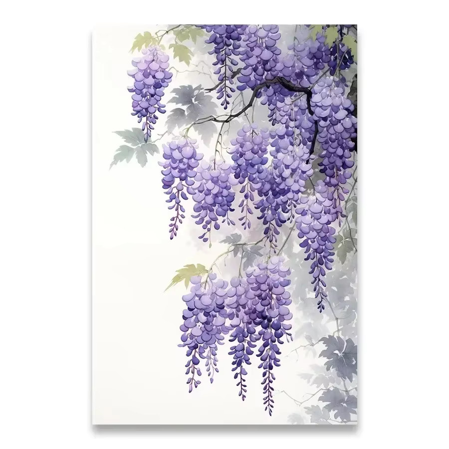 Potdemiel Leinwandgemälde mit floralem Lotus-Motiv in Lila und Weiß, minimalistische Wandkunst für dein Wohnzimmer oder Büro - Bild 2