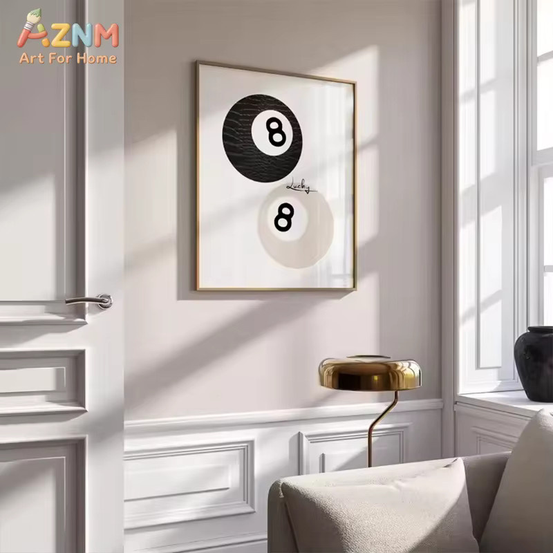 AZNM Moderne Leinwand Wandkunst mit Leopardenmuster, Lucky 8 Ball und Martini-Glas Design - Bild 2