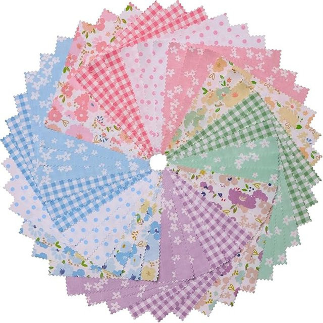 Quadratischer gesteppter Blumenstoff zum Nähen und DIY-Spleißen, B/B: 12,7 x 12,7 cm - Bild 1