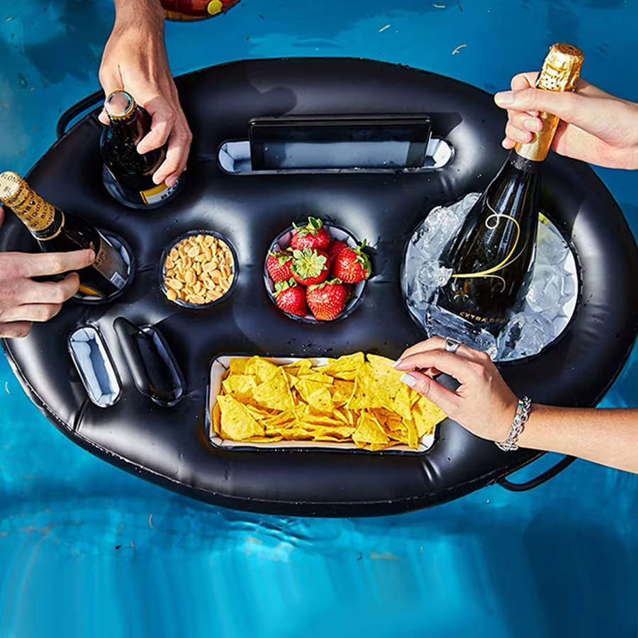 JOCESTYLE Aufblasbarer Getränkehalter aus PVC in Silber für Pool und Strand - Bild 2
